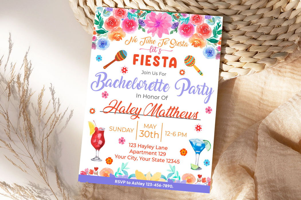 Customizable Fiesta Bachelorette Party Invitation | Festival Themed Invite Template
