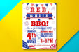 Customizable Red White Blue BBQ Invite Flyer | Barbecue Cookout Invitation Template