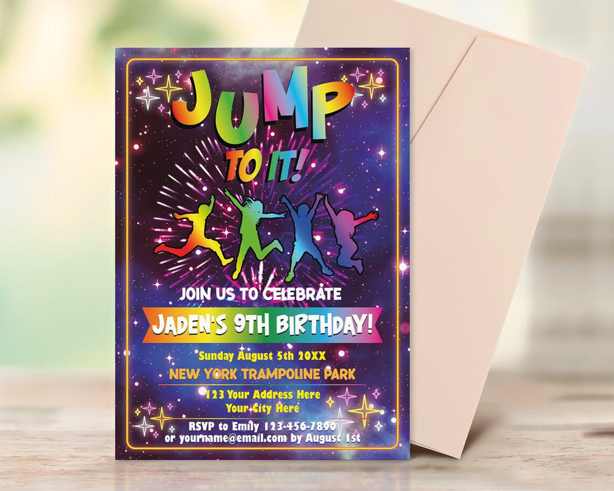 DIY Trampoline Birthday Invitation Boy or Girl | Trampoline Park Birthday Invite