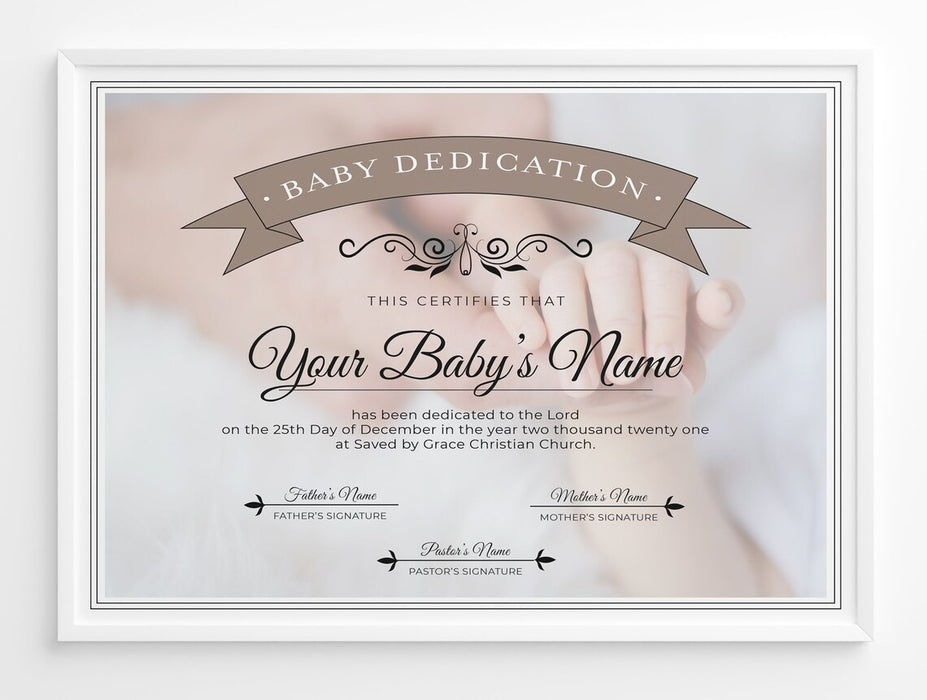 Customizable Child Dedication and Baptism Certificate Template