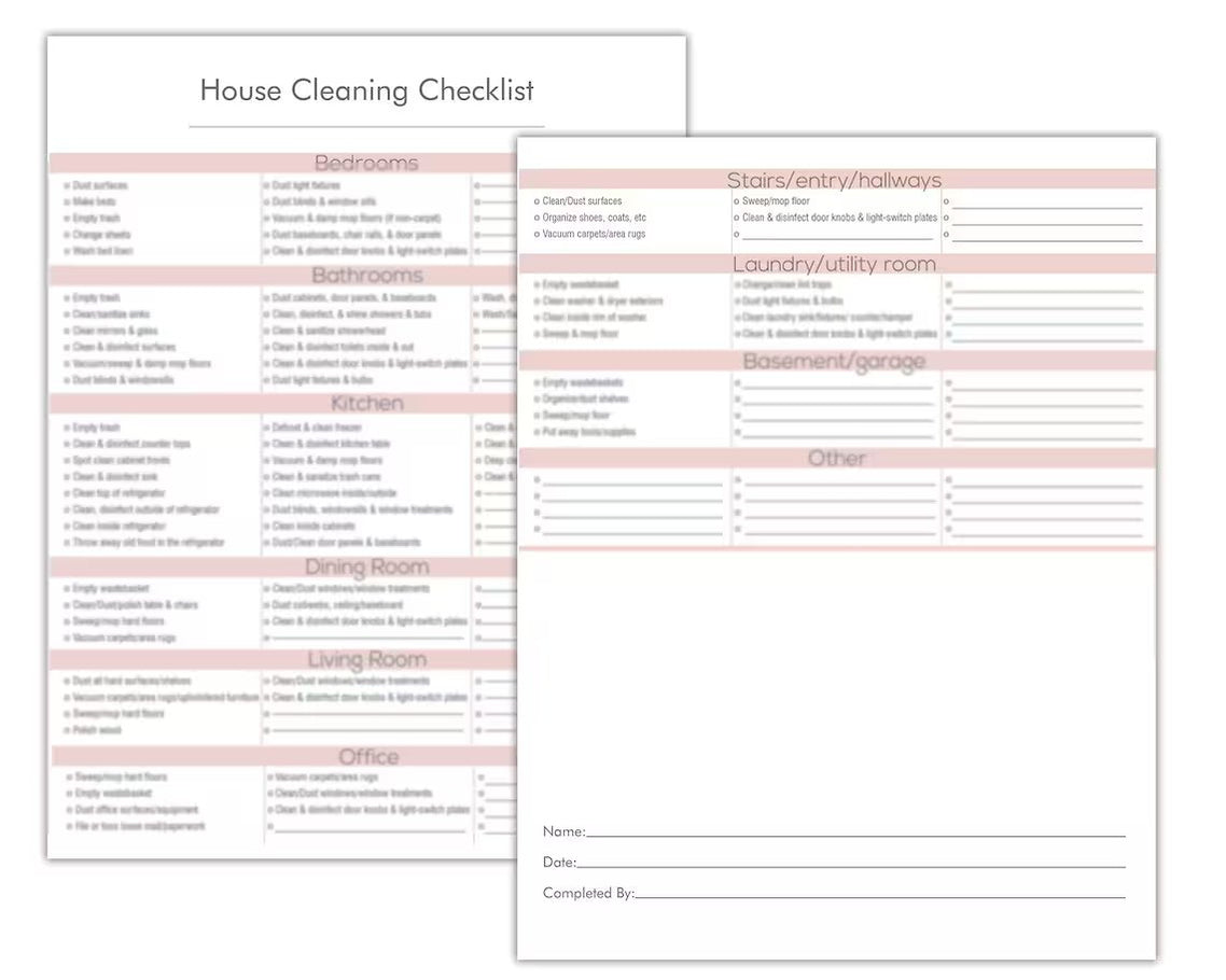 Printable Room by Room Home Cleaning Checklist | Housekeeping Weekly ...