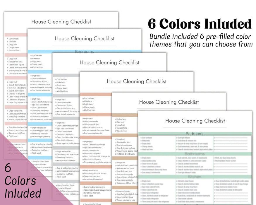 Printable Room by Room Home Cleaning Checklist | Housekeeping Weekly Monthly Cleaning List