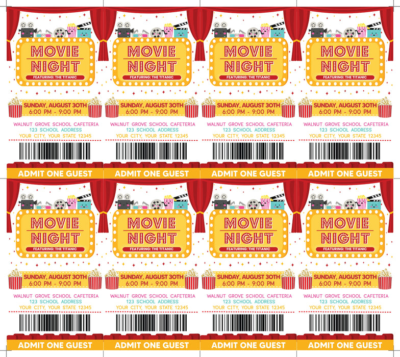 DIY Movie Night Invite Flyer Ticket Bundle | Movie Night Ticket and Flyer Set