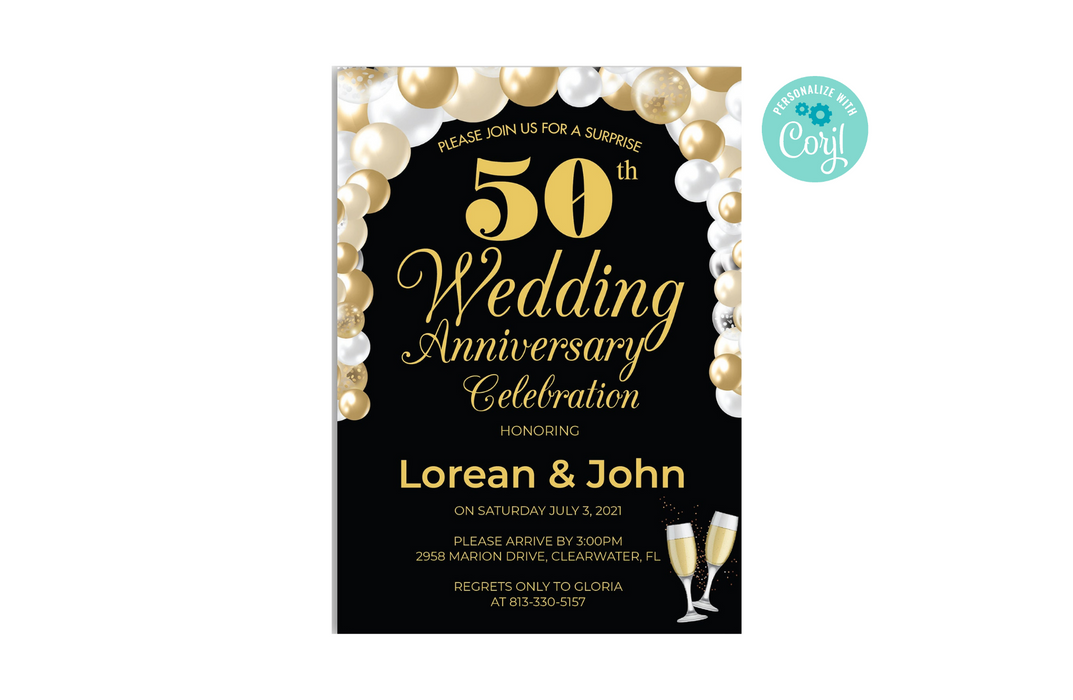 Editable Minimalist 50th Wedding Anniversary Party Invitation Template — Posh Park editable-minimalist-50th-wedding-anniversary-party-invitation-template-posh-park