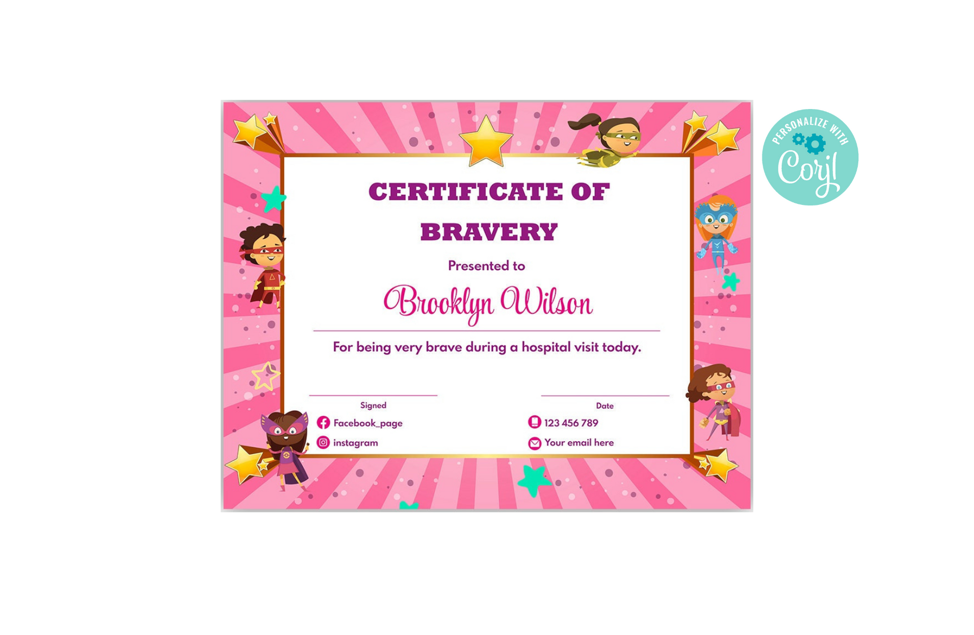 printable-certificate-of-bravery-diy-pink-editable-kids-certificate-t