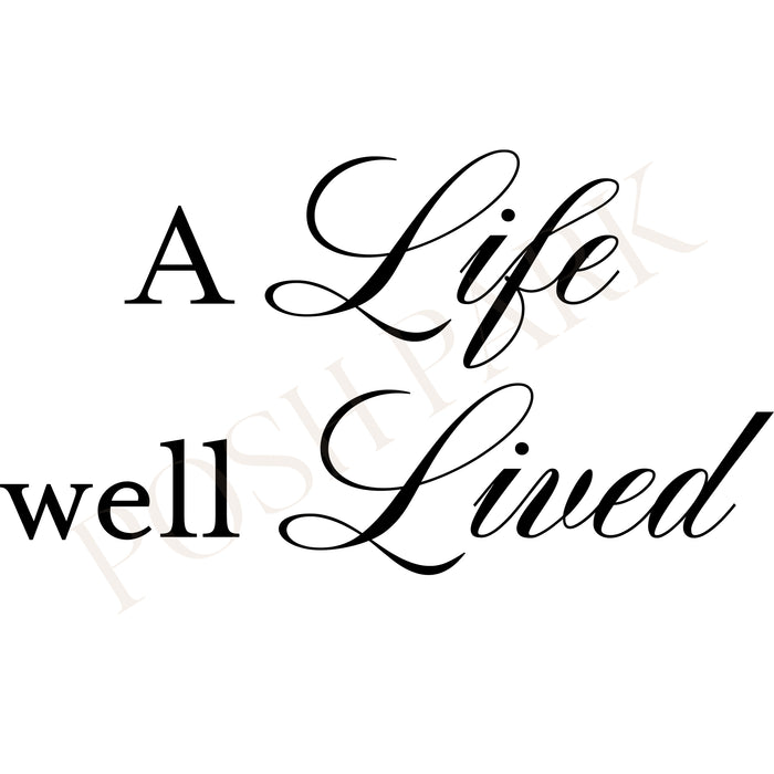 Sets of 4 A Life Well Lived Funeral Program Header | Transparent Pre-made Funeral Word Art Title