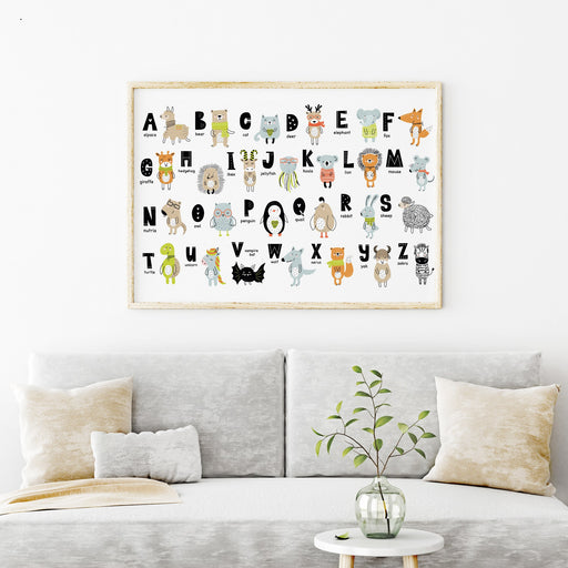 Cute Animal ABC Alphabet Poster | Printable Hand Drawn Classroom Alphabet Poster