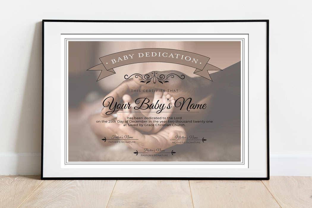 Editable Baby Dedication Certificate Template Brown