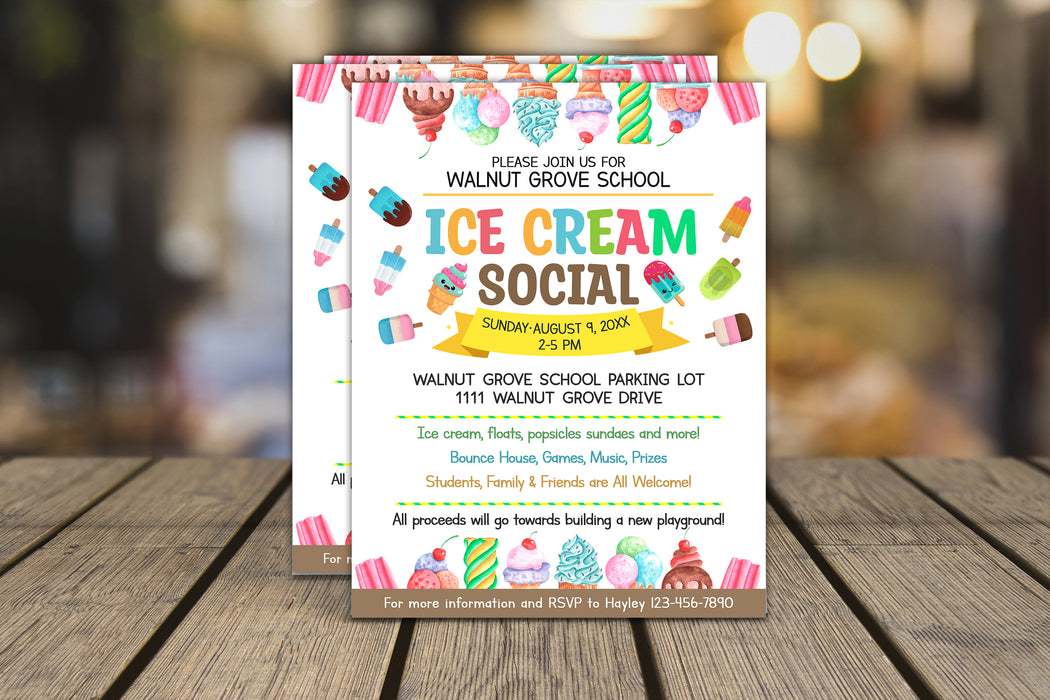 Ice Cream Social Flyer, Summer Ice Cream Popsicle Party Invite — Posh Park ice-cream-social-flyer-summer-ice-cream-popsicle-party-invite-posh-park