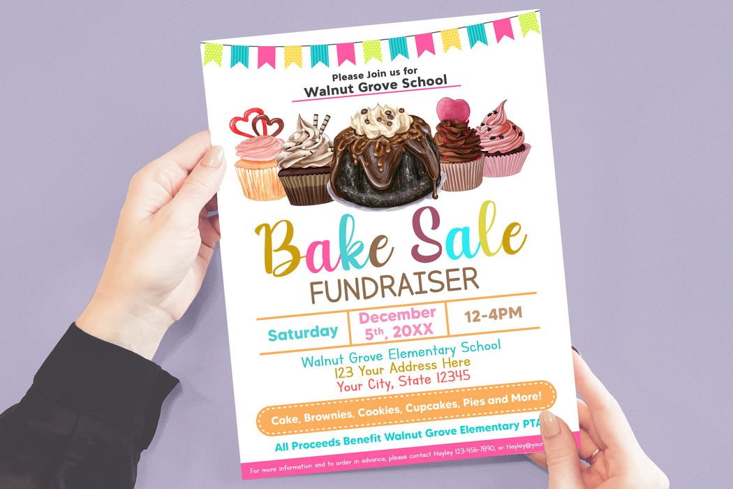 DIY Editable Bake Sale Fundraiser Flyer Template — Posh Park