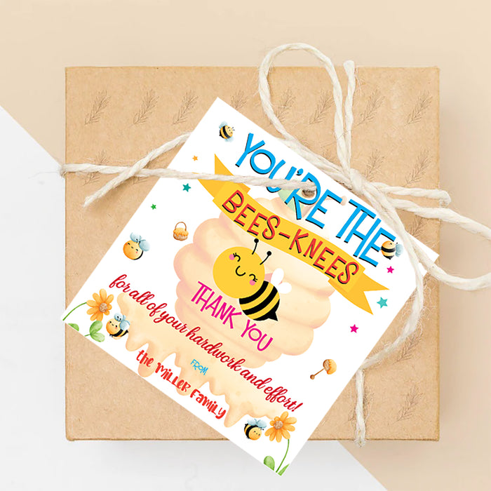 Gift Tags, teacher gift tags, teacher appreciation, You're the, bees knees, gift tag printable, thank you staff, thank you gift tag, tag template, appreciation tags, for  employees, gift tag editable
