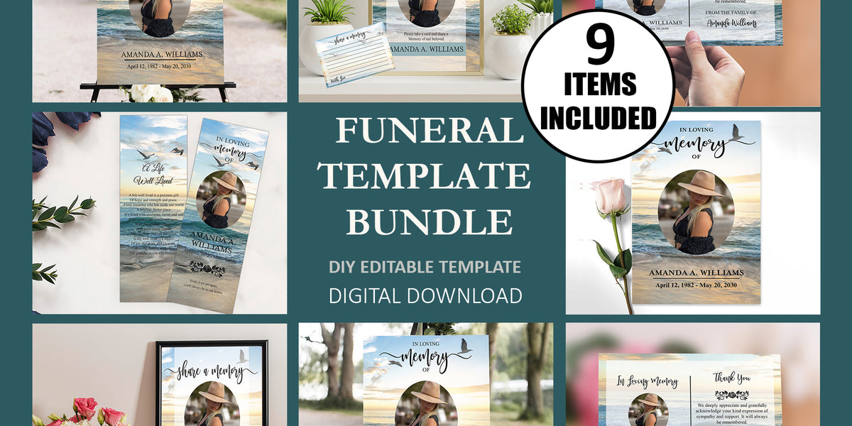 Ocean-Themed Funeral Program Template | 9 Piece Bundle — Posh Park