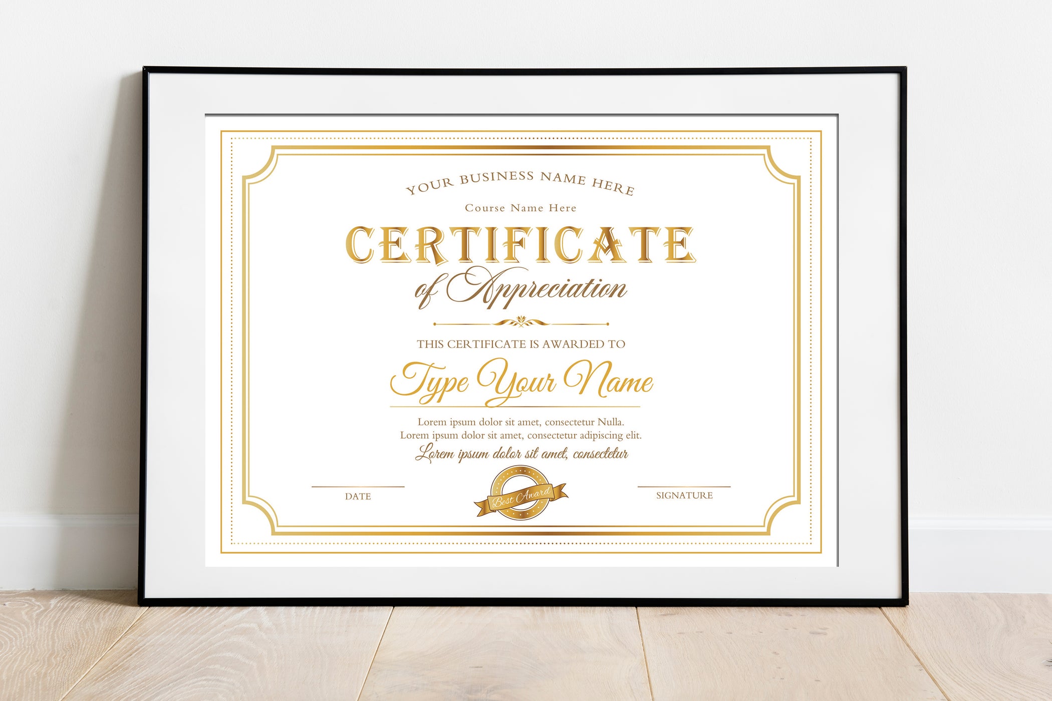 Editable Certificate of Appreciation Template — Posh Park