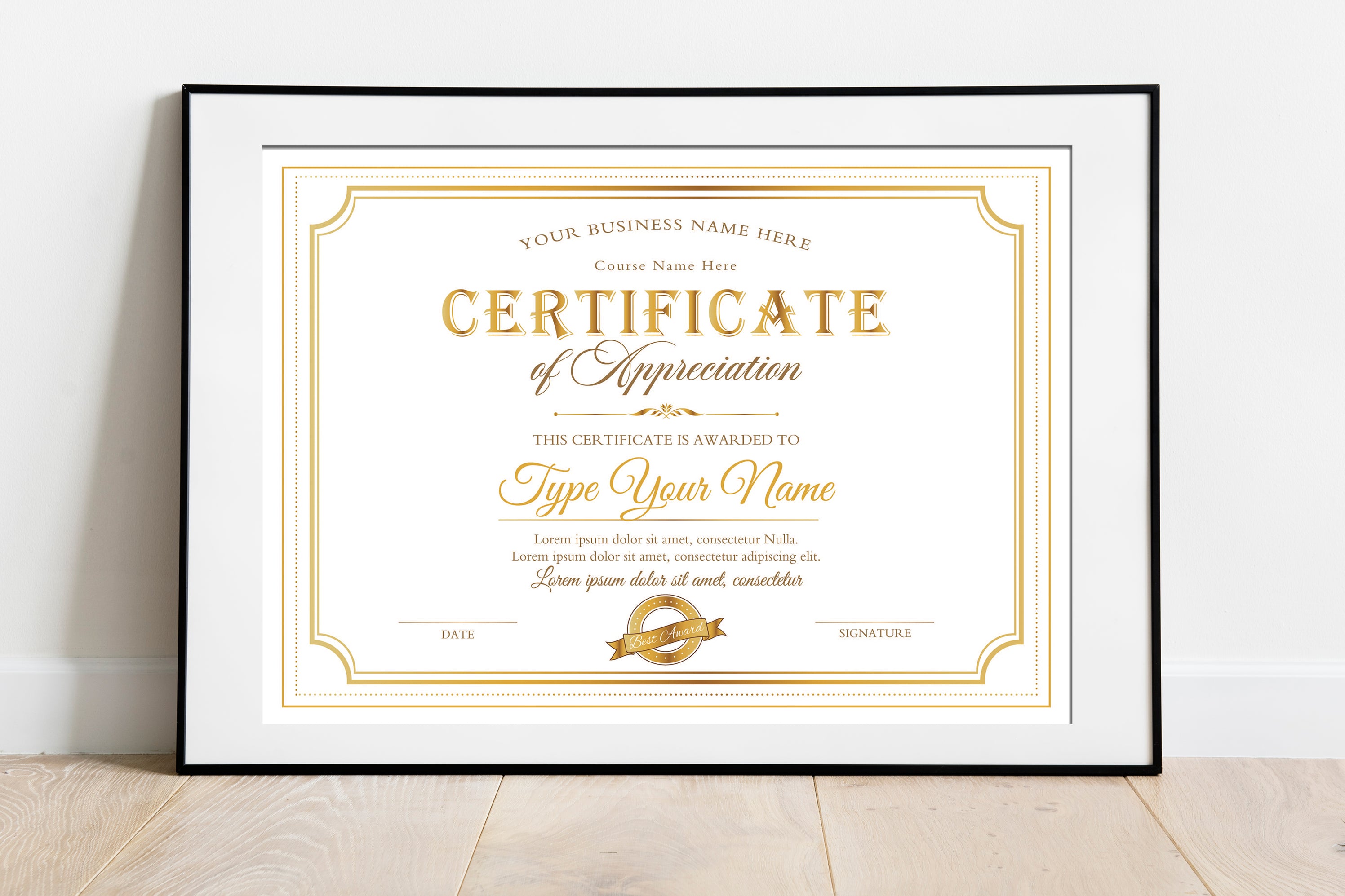 Editable Certificate of Appreciation Template — Posh Park