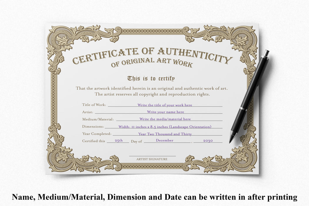 diy-blank-pdf-certificate-of-authenticity-for-artwork-printable-authe-posh-park for Free Printable Certificate Of Authenticity DIY Blank PDF Certificate of Authenticity for Artwork, Printable Authe — Posh Park for Free Printable Certificate Of Authenticity