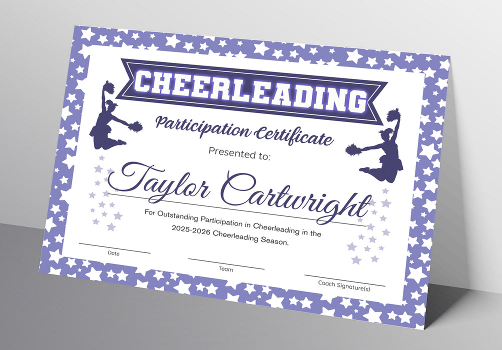 Cheerleading Certificate Template Purple, Editable Cheerleading Awards — Posh Park cheerleading-certificate-template-purple-editable-cheerleading-awards-posh-park