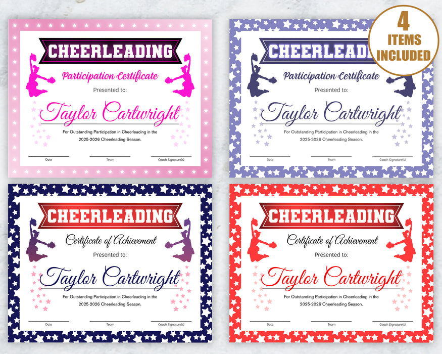 diy-cheerleader-certificate-set-of-4-bundle-sports-award-cheerleading-posh-park for Free Printable Cheerleader Gift Tags DIY Cheerleader Certificate Set of 4 Bundle, Sports Award Cheerleading — Posh Park for Free Printable Cheerleader Gift Tags