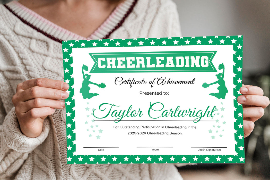 Cheer Certificates Sports Award Green, EDITABLE Cheerleader Certificat — Posh Park cheer-certificates-sports-award-green-editable-cheerleader-certificat-posh-park