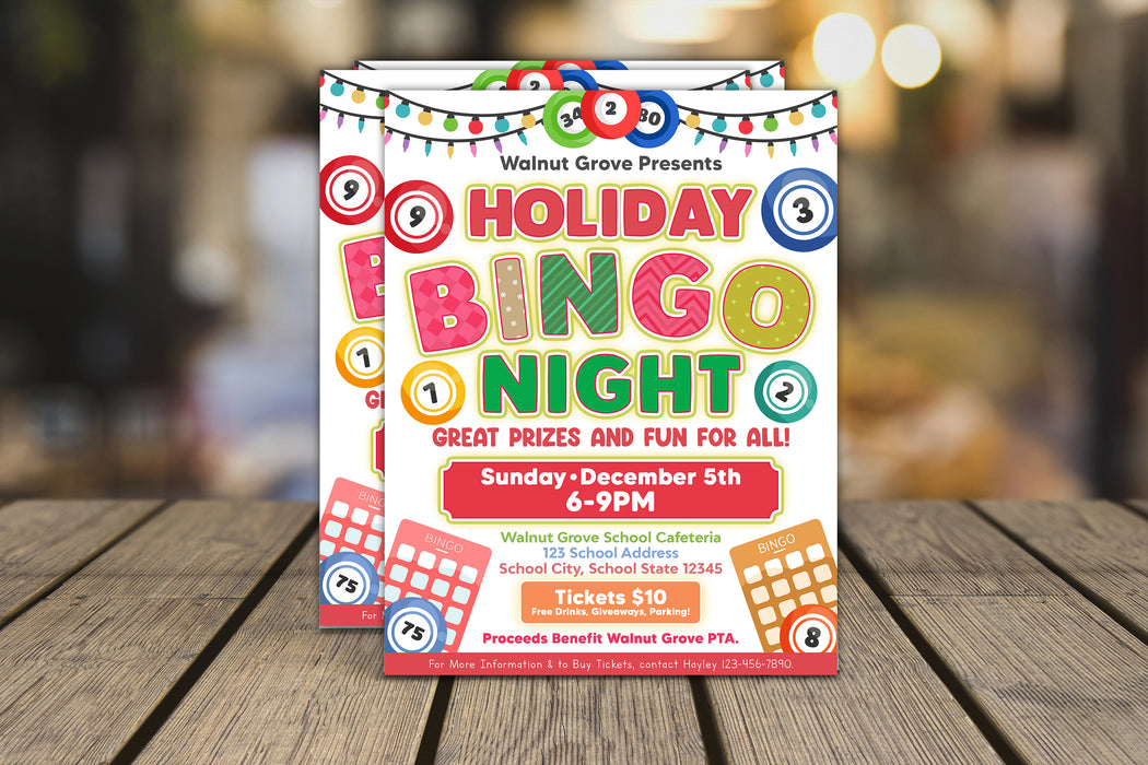 DIY Holiday Bingo Night Flyer, Editable Christmas Family Game Night In ...