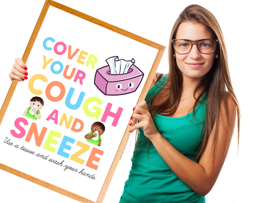 Printable PDF Cover Your Mouth Cough and Sneeze Sign Poster, School He ...