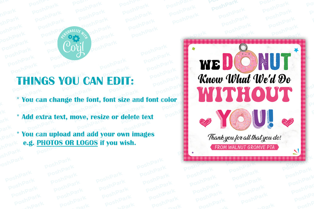 Donut Know What We'd Do Without You Gift Tag, Editable Donut Appreciat — Posh Park donut-know-what-we-d-do-without-you-gift-tag-editable-donut-appreciat-posh-park