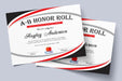 Customizable Red And Black AB Honor Roll Certificate | School Award Template