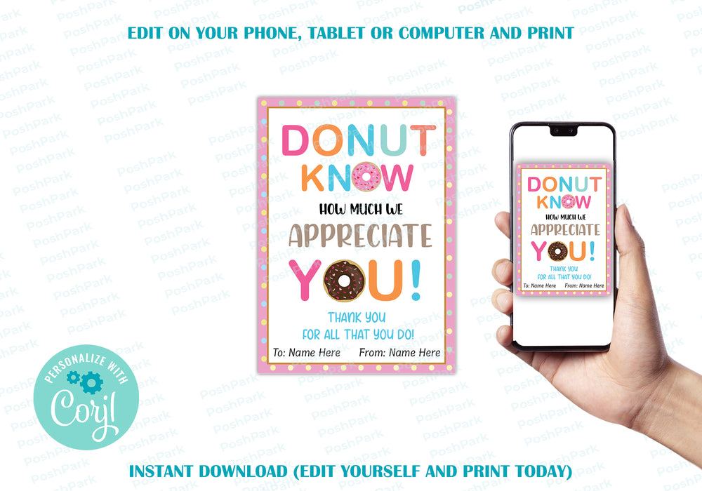 editable-donut-know-how-much-we-appreciate-you-tag-staff-teacher-donu-posh-park for Donut You Know We Appreciate You Free Printable Editable Donut Know How Much We Appreciate You Tag, Staff Teacher Donu — Posh Park for Donut You Know We Appreciate You Free Printable