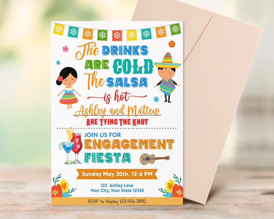 Customizable Engagement Fiesta Party Invitation | Festival Mexican Themed Invite Template