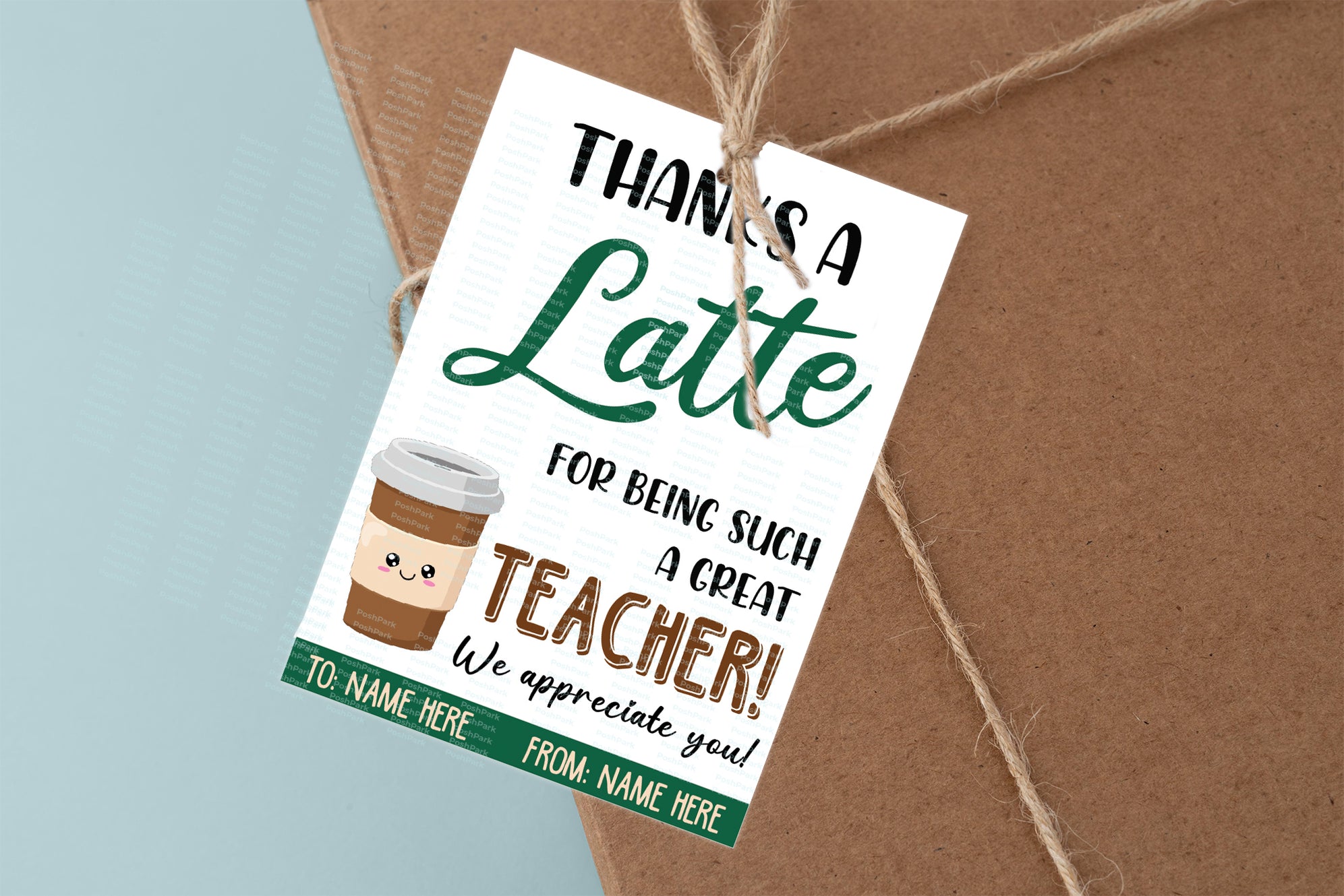 Editable Thanks a Latte Teacher Gift Tag, Coffee Appreciation Gift Tag ...