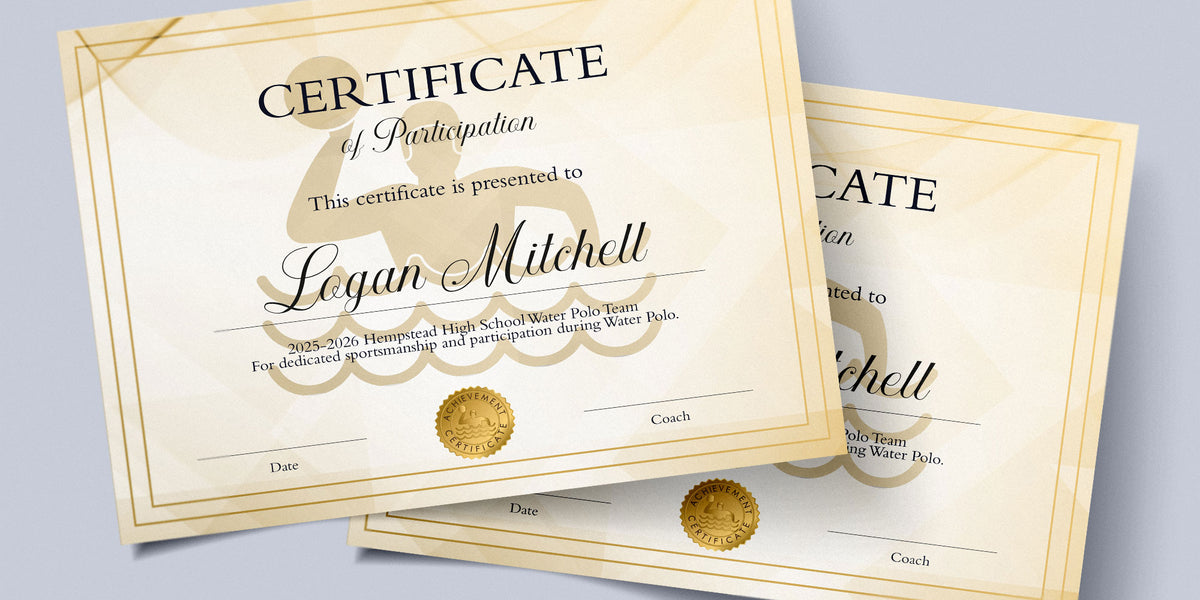 DIY Water Polo Sport Award Certificate Template | Sport Participation ...
