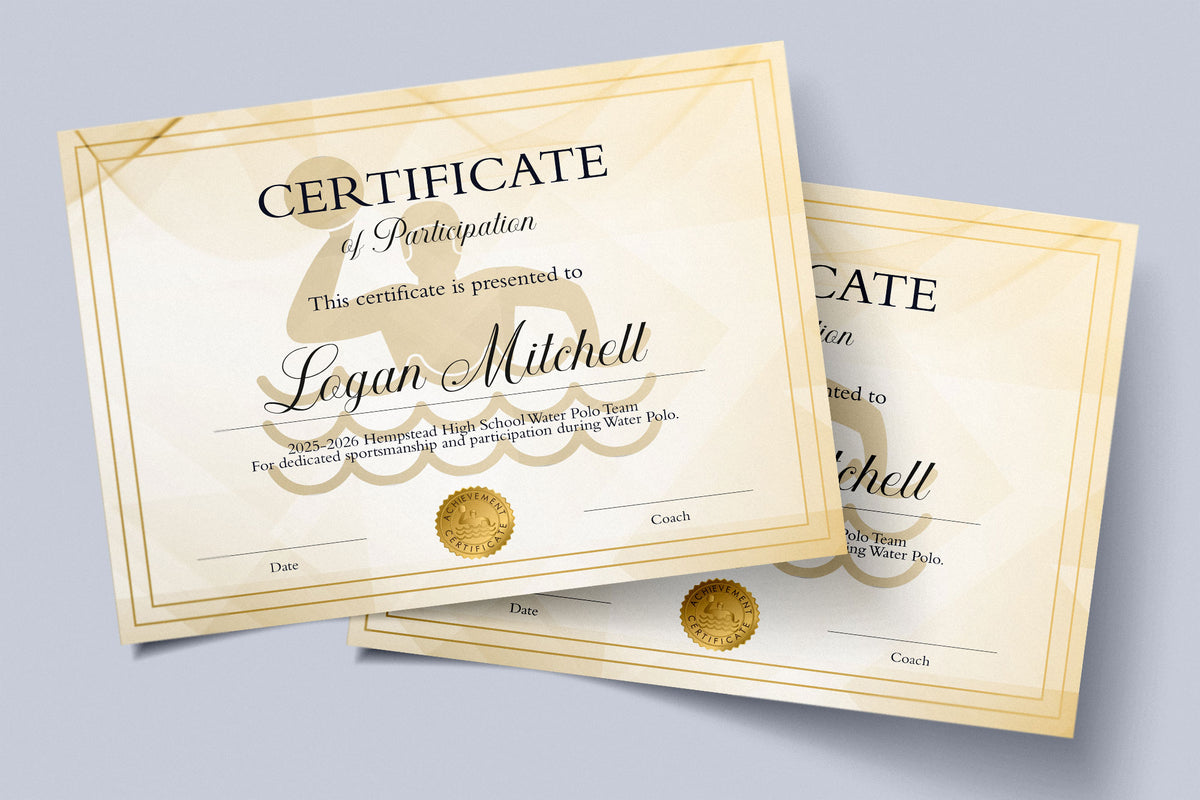 DIY Water Polo Sport Award Certificate Template | Sport Participation ...