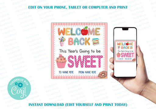 sweet treat, cookie tags, editable gift tags, Teacher Tag, teacher gift tag, student gift tags, welcome back to, school tag,&nbsp; first day of school, gift tag, back to school gifts, teacher gift tags, welcome printable