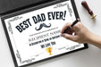 DIY Father Certificate Award Template |  Best Dad Ever Award