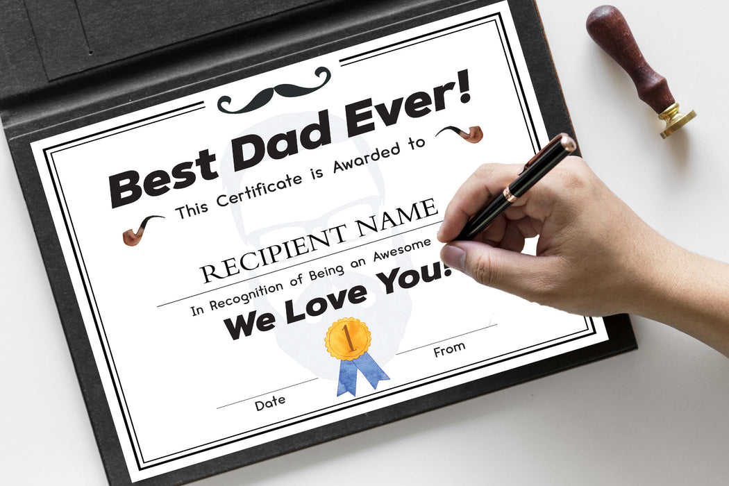 Customizable World's Best Dad Ever Certificate Award Template | Gift Award for Dad