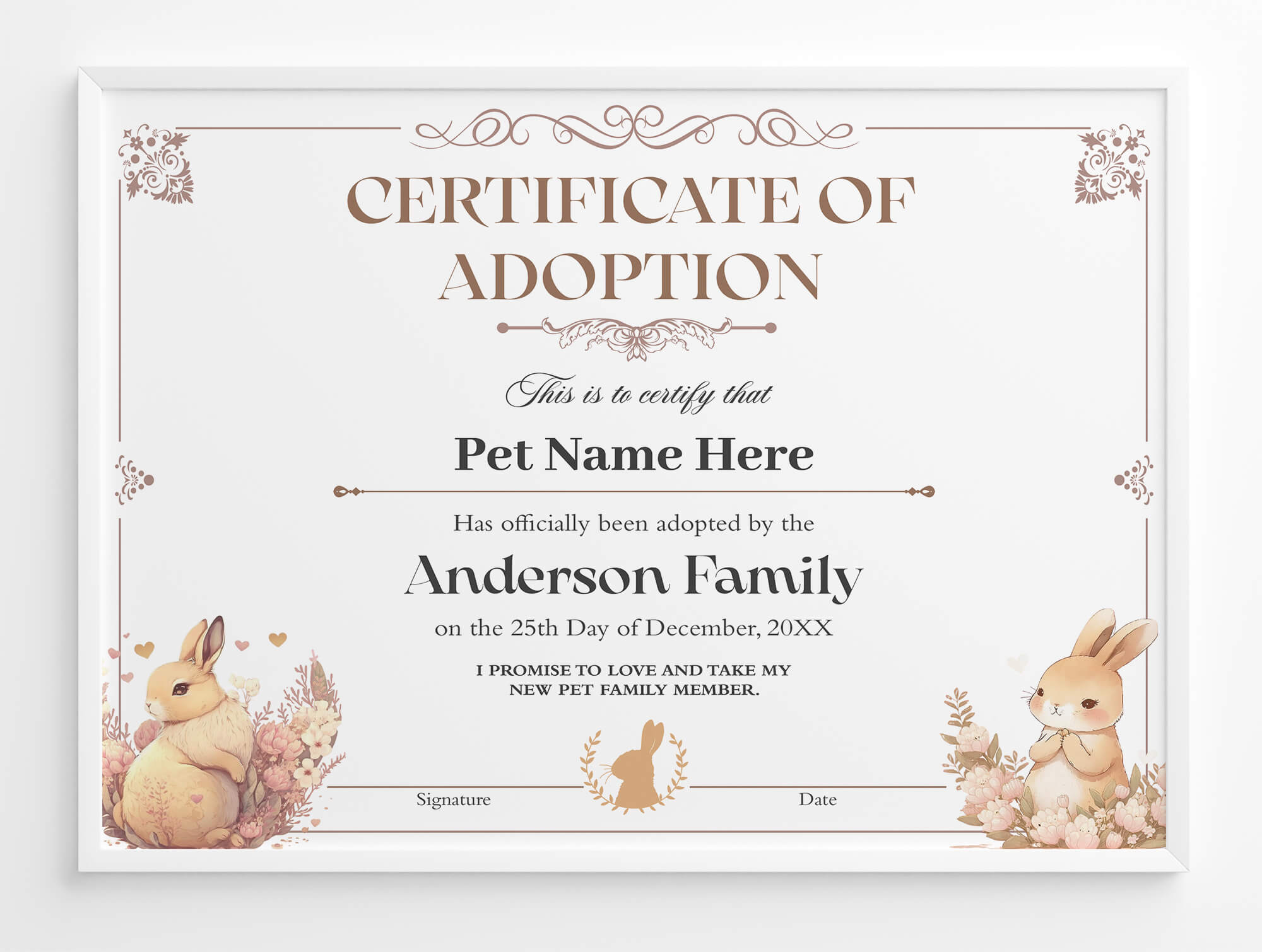 Customizable Bunny Adoption Certificate Template - Posh Park customizable-bunny-adoption-certificate-template-posh-park