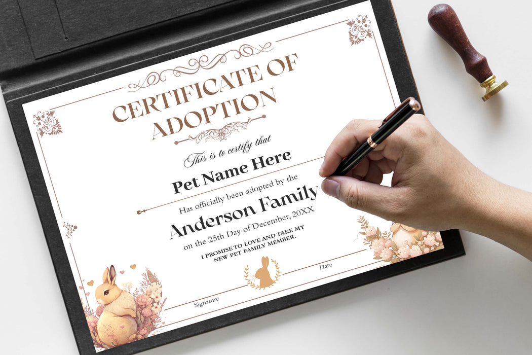 customizable-bunny-adoption-certificate-template-posh-park for Free Printable Rabbit Birth Certificate Customizable Bunny Adoption Certificate Template - Posh Park for Free Printable Rabbit Birth Certificate