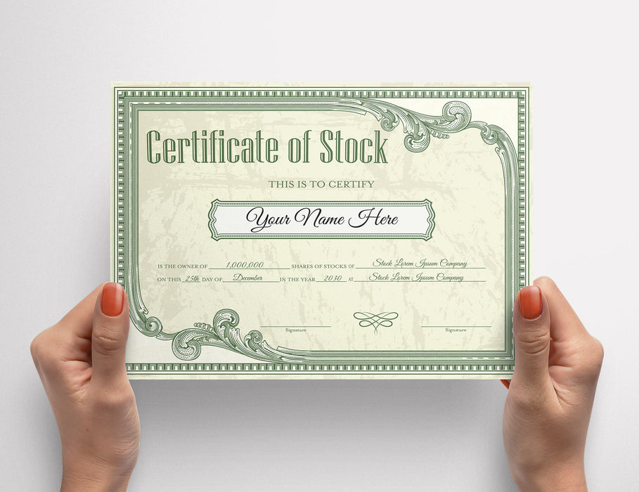 Editable Certificate of Stock