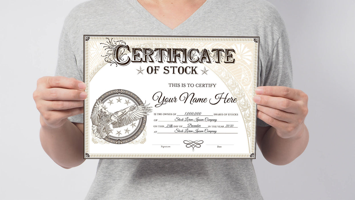 Customizable Certificate of Stock Vintage Style Template
