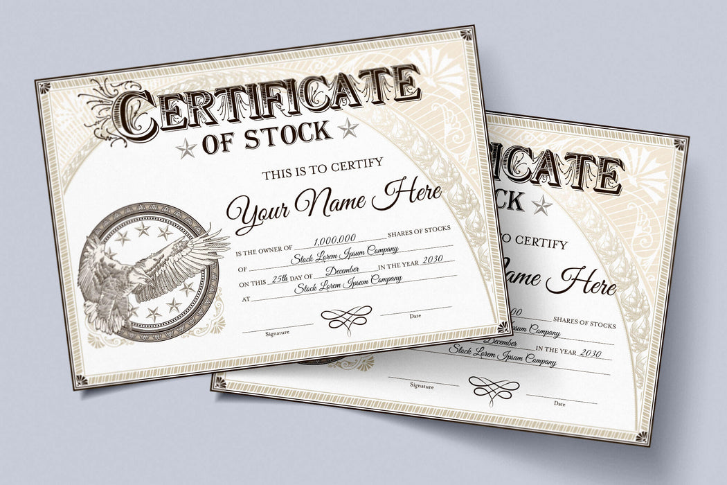 Customizable Corporate Stock Certificates