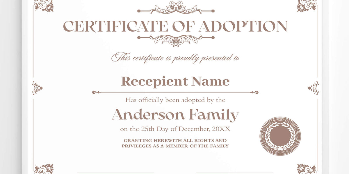 Customizable Child Adoption Certificate Template Posh Park