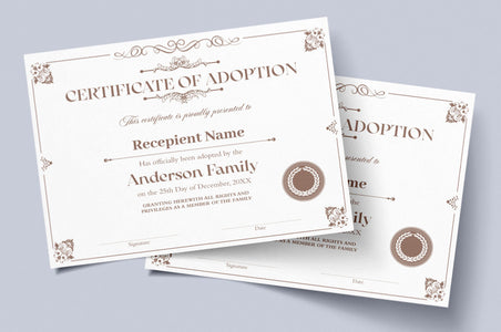 Customizable Child Adoption Certificate Template Posh Park