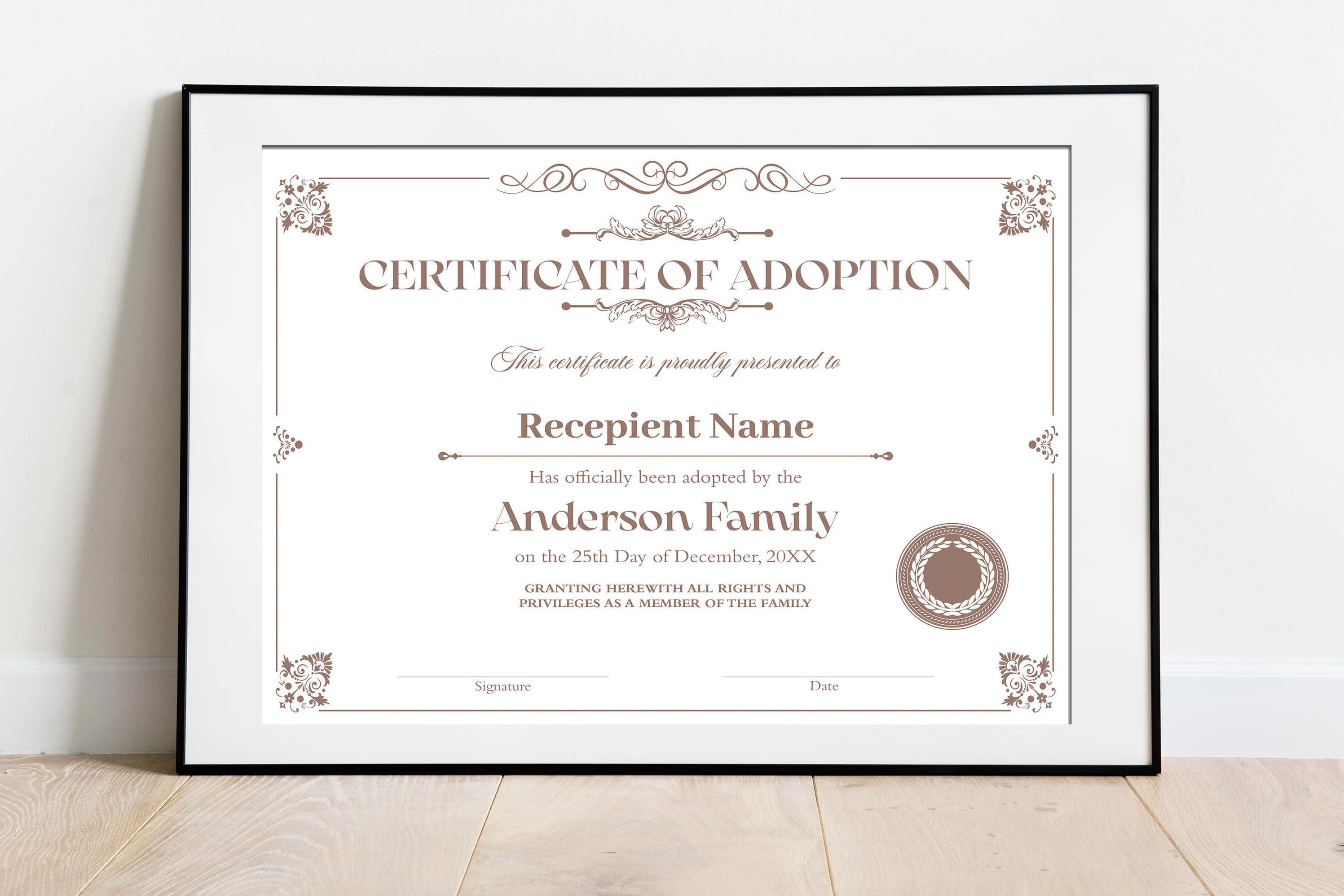 Customizable Child Adoption Certificate Template Posh Park