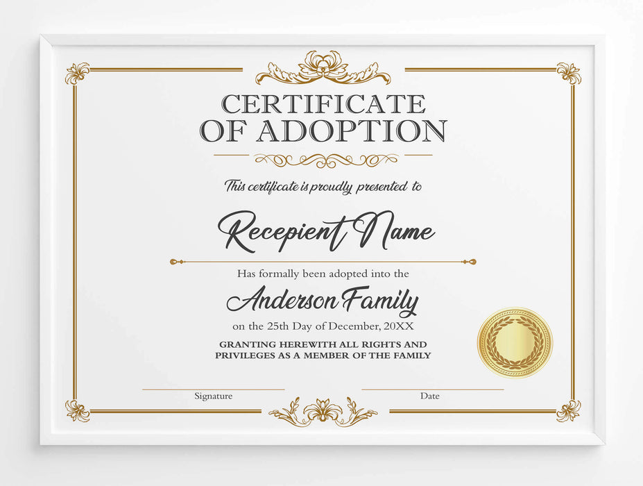 DIY Customizable Adoption Certificate for Child Template - Posh Park diy-customizable-adoption-certificate-for-child-template-posh-park