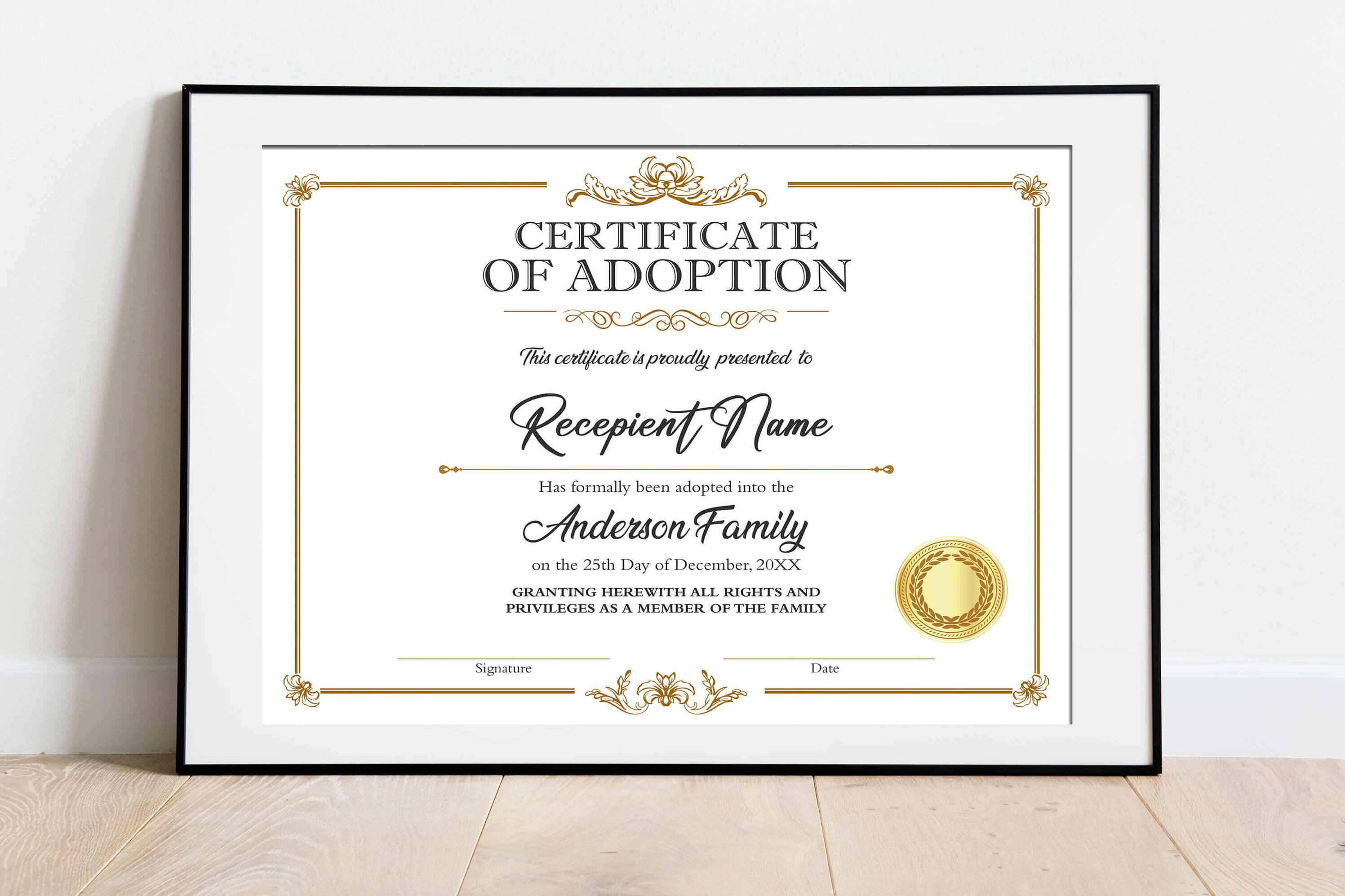 DIY Customizable Adoption Certificate for Child Template Posh Park