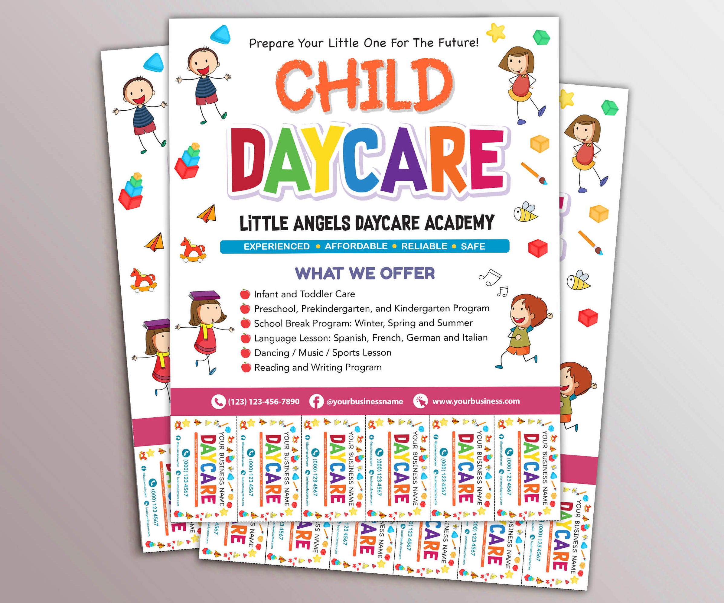 DIY Child Daycare Flyer With Tearoff Customizable Template - Posh Park