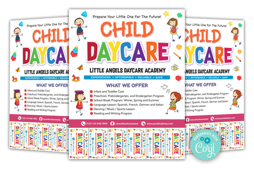DIY Child Daycare Flyer With Tearoff Customizable Template