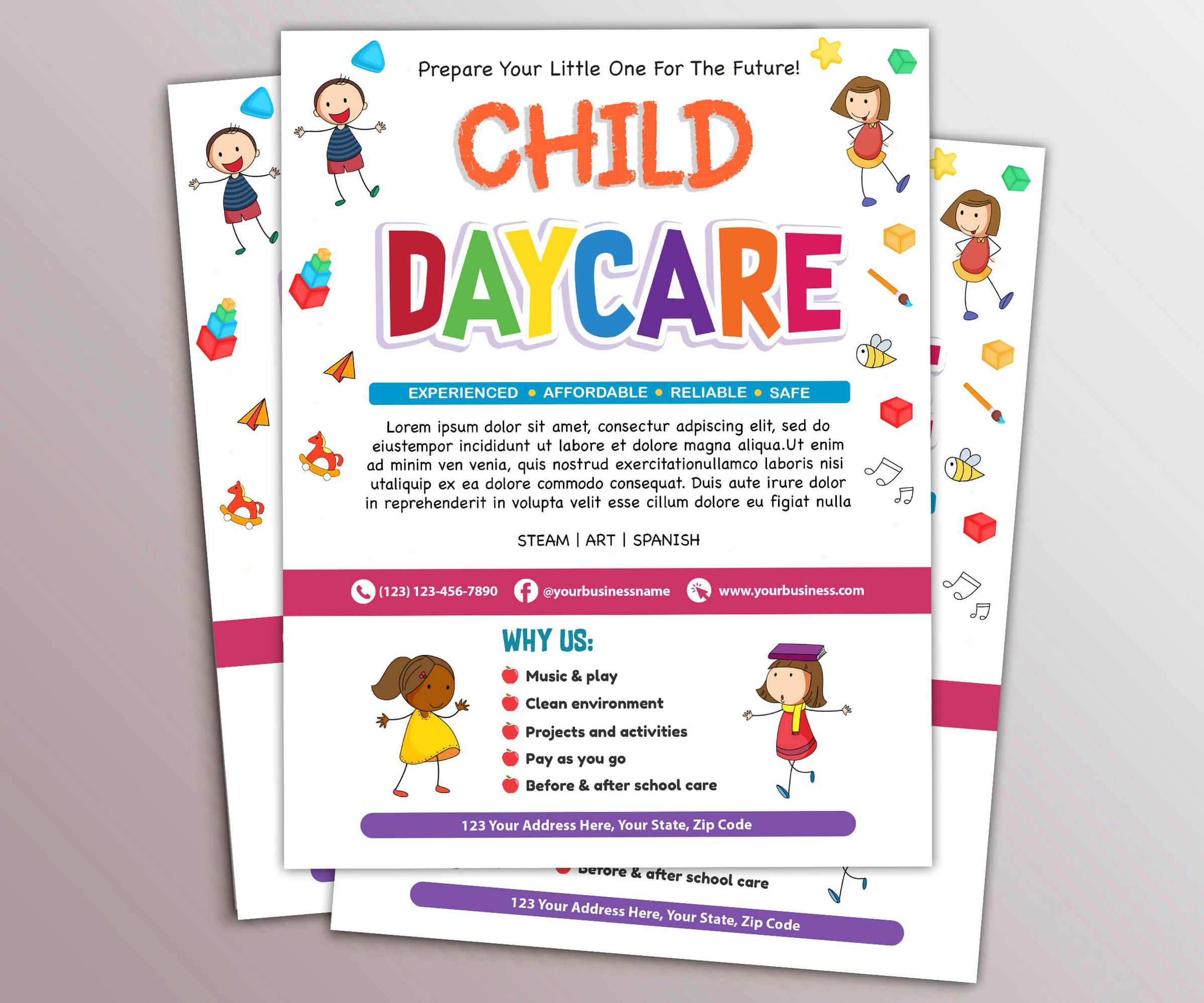 DIY Child Daycare Flyer With Tearoff Customizable Template - Posh Park