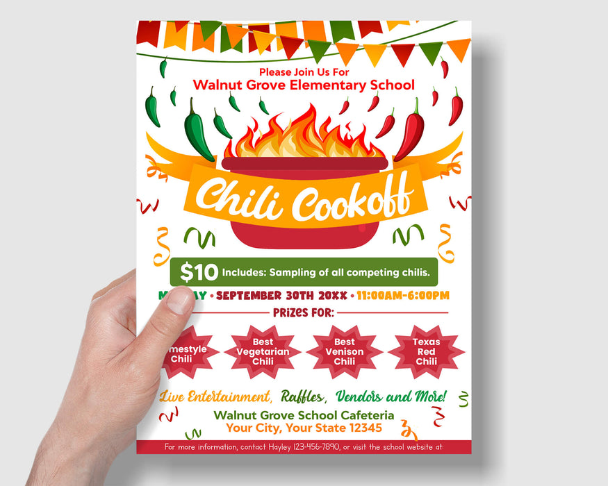 Editable Chili Cook Off Flyer | School PTO PTA Fundraising Event Template - Posh Park editable-chili-cook-off-flyer-school-pto-pta-fundraising-event-template-posh-park