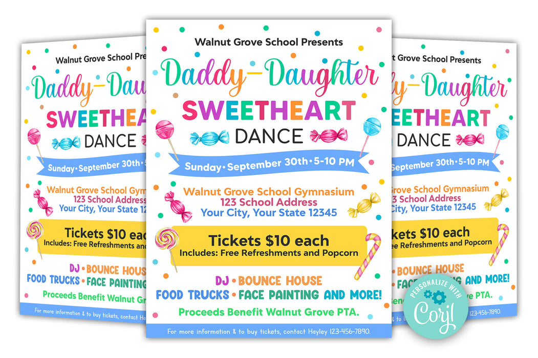 DIY Daddy and Daughter Sweetheart Dance Flyer | Father and Daughter Fundraiser Flyer