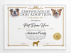 Customizable Certificate of Adoption for Dogs Template